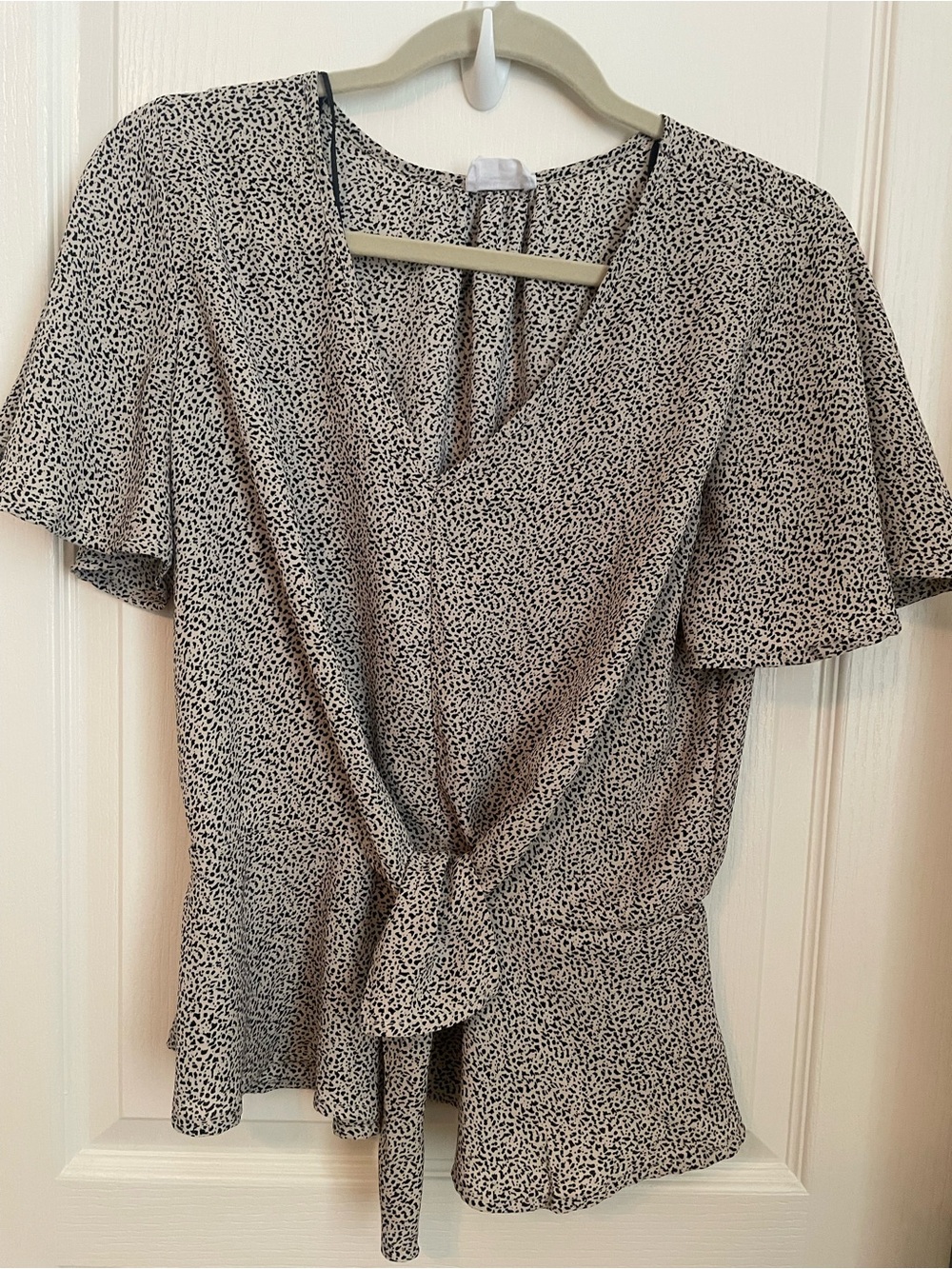 Sienna Sky Cream and Black Printed Wrap Tie Blouse